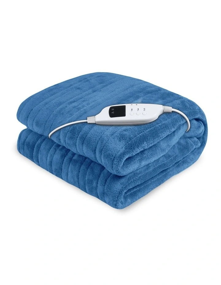 Heated Electric Blanket Warm Fleece in Winter Blue image 1