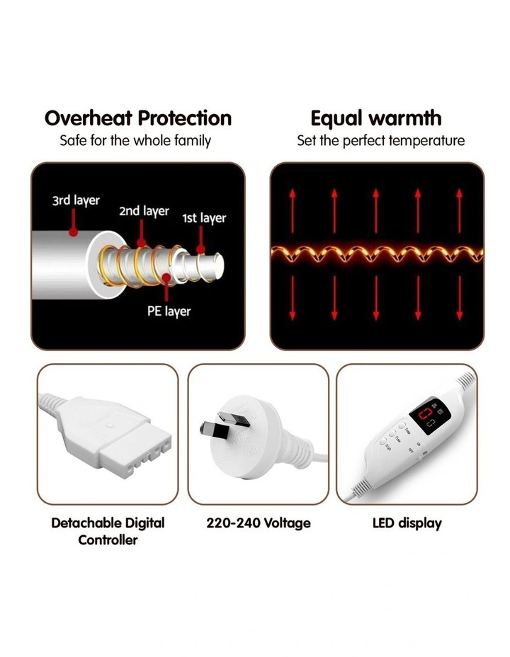 Heated Electric Blanket Warm Fleece in Winter Blue image 3