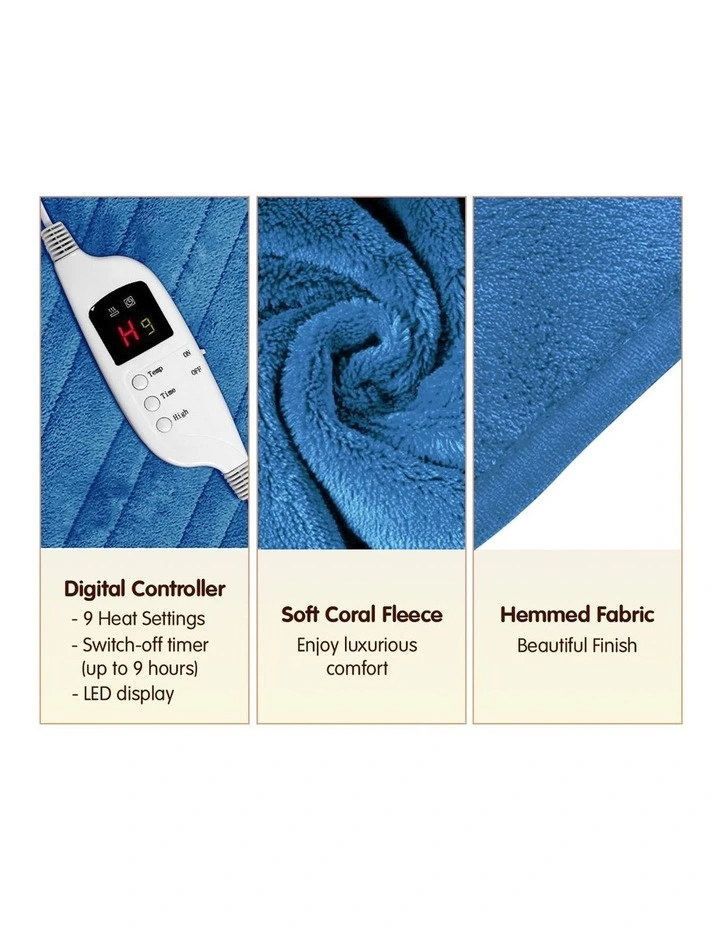 Heated Electric Blanket Warm Fleece in Winter Blue image 4