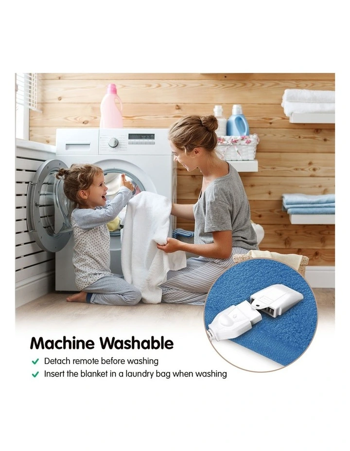 Heated Electric Blanket Warm Fleece in Winter Blue image 6