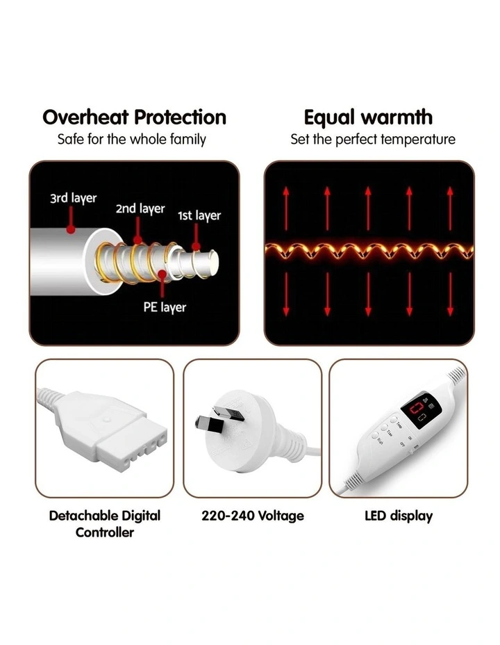 Heated Electric Blanket Warm Fleece in Winter Blue image 7