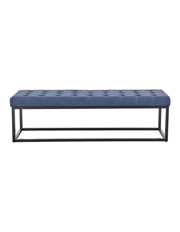 Cameron Button-Tufted Upholstered Bench in Blue image 1