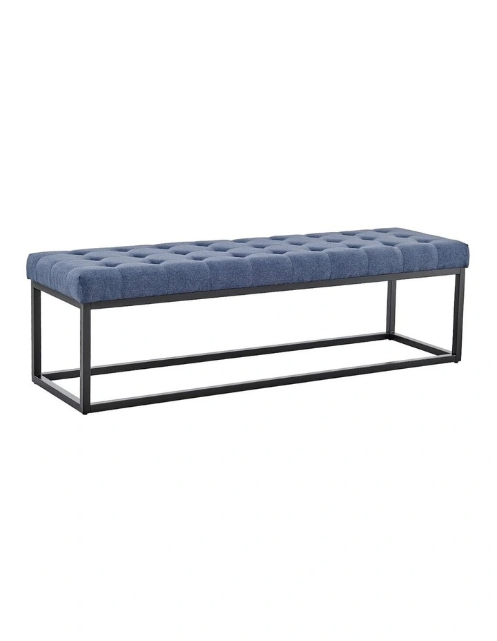 Cameron Button-Tufted Upholstered Bench in Blue image 2