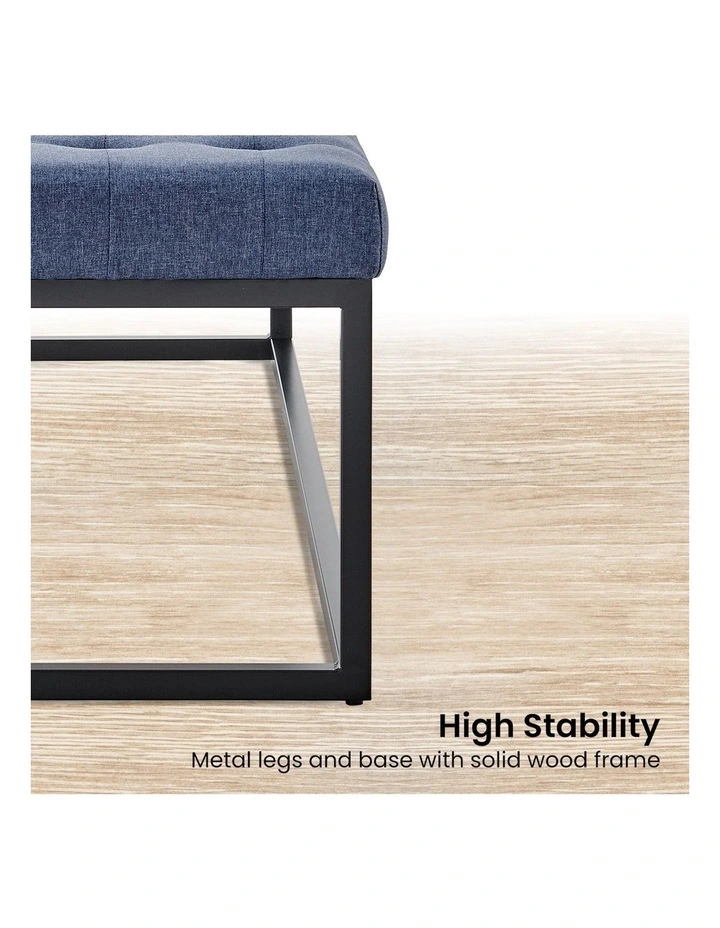 Cameron Button-Tufted Upholstered Bench in Blue image 4