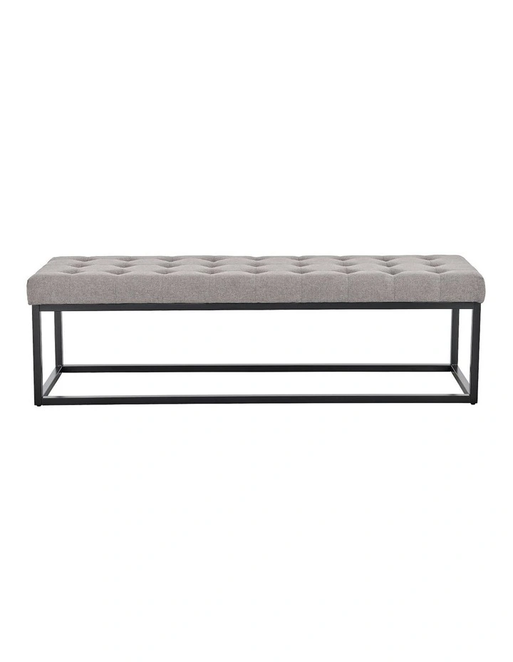 Cameron Button-Tufted Upholstered Bench in Light Grey image 1