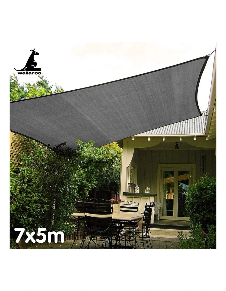 Outdoor Rectangle Waterproof Shade Sail 7x5m in Grey image 6