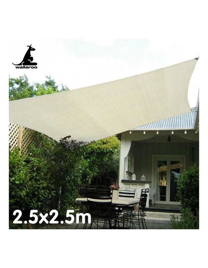 Outdoor Square Waterproof Shade Sail 2.5x2.5m in Beige image 5