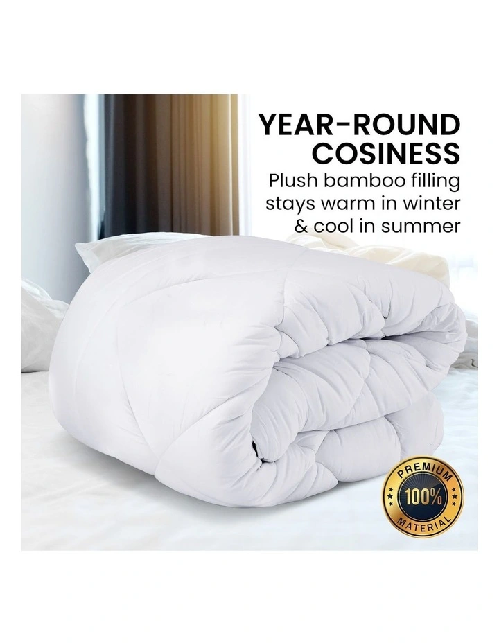 Microfibre Bamboo Quilt 500GSM King in White image 6