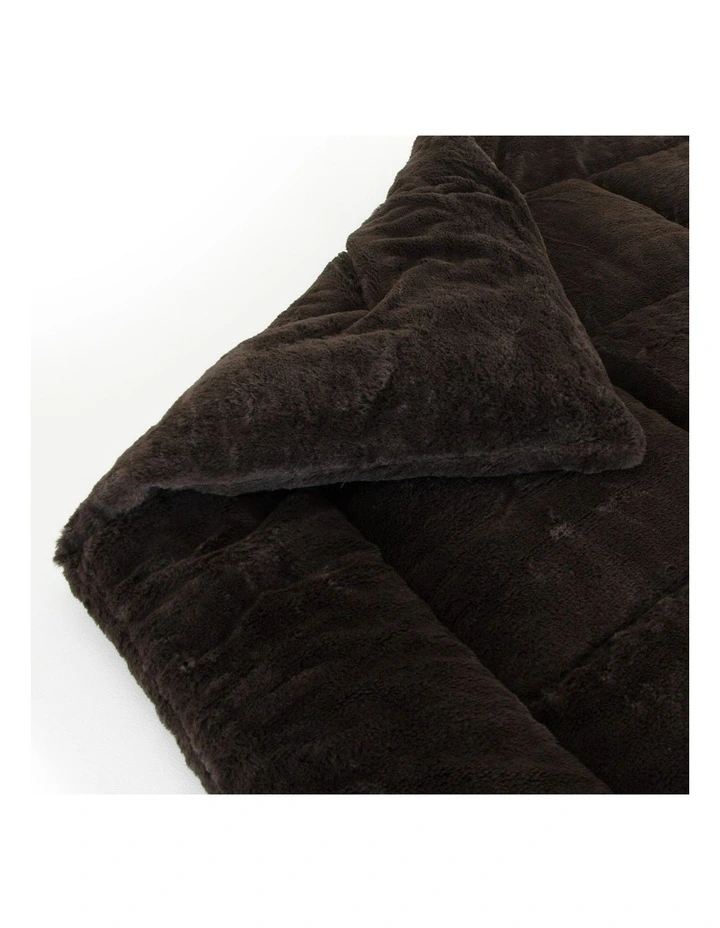Faux Mink Quilt 600GSM Comforter Doona Queen in Black image 2