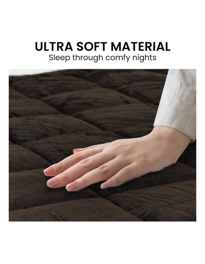 Faux Mink Quilt 600GSM Comforter Doona Queen in Black image 7