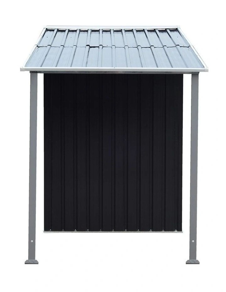 Zinc Steel Garden Shed with Open Storage 4x8ft in Black image 3