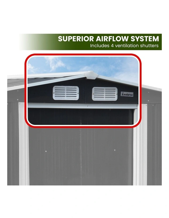 Zinc Steel Garden Shed with Open Storage 4x8ft in Black image 7