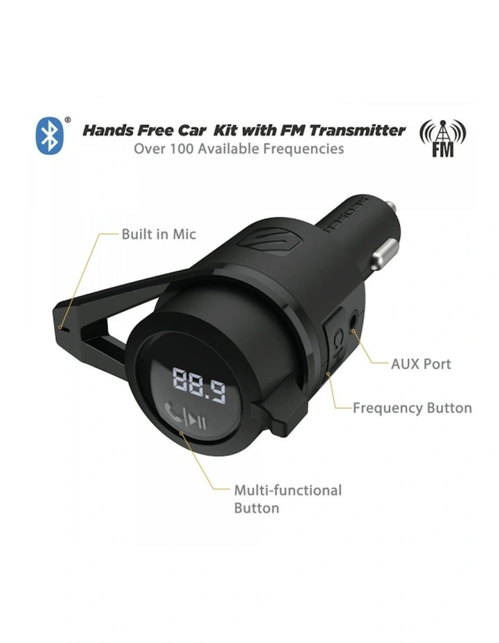 BTFreq Power Delivery Wireless Hands-Free Car Kit USB-C & USB-A Inputs in Black image 2