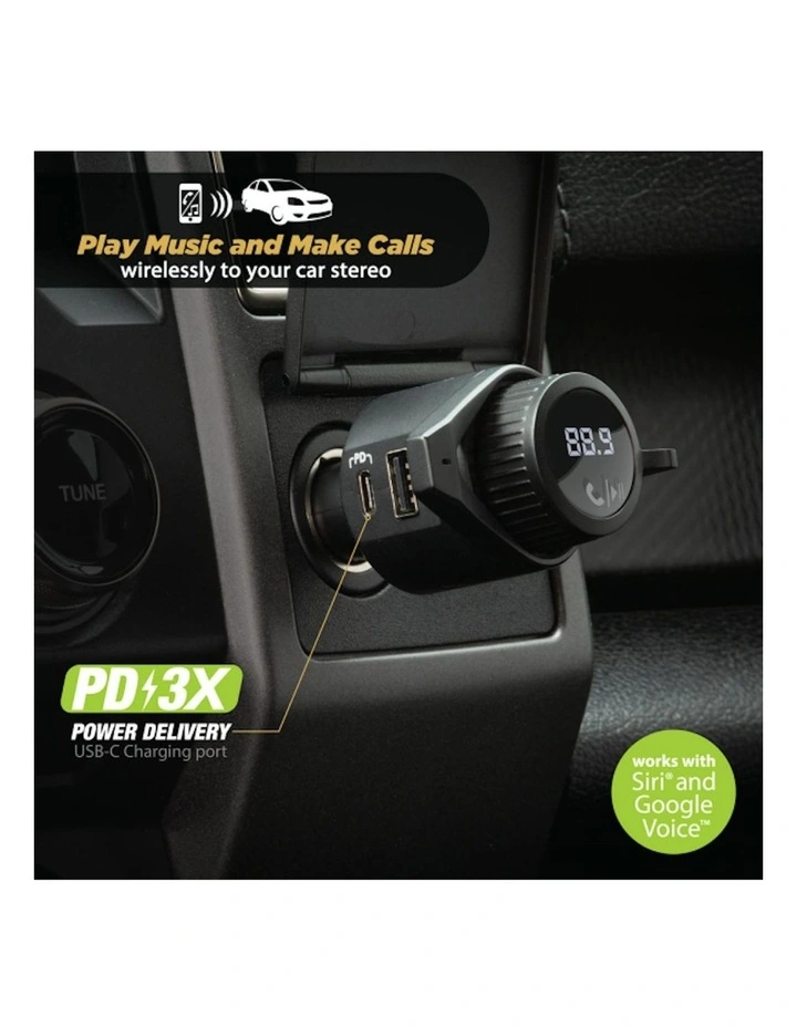 BTFreq Power Delivery Wireless Hands-Free Car Kit USB-C & USB-A Inputs in Black image 6