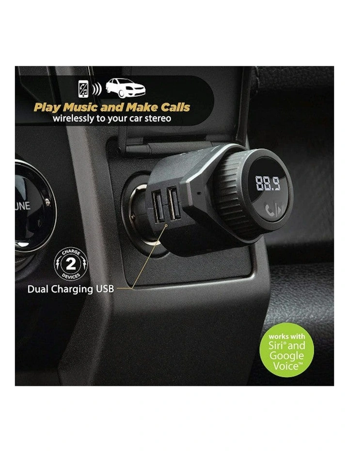 Btfreq Dual Usb Port Aux Input And Cable Wireless Hands-Free Car Kit 12w in Black image 4