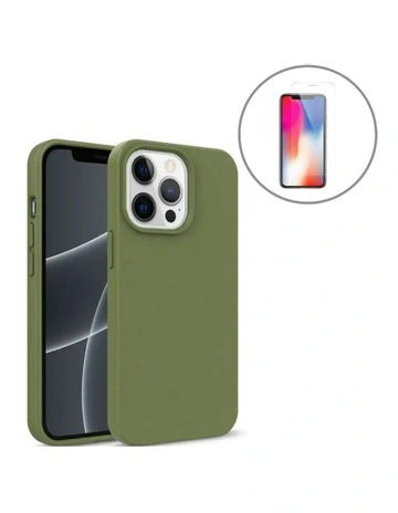 iPhone 14 Eco Case + Tempered Glass Screen Protector in Green