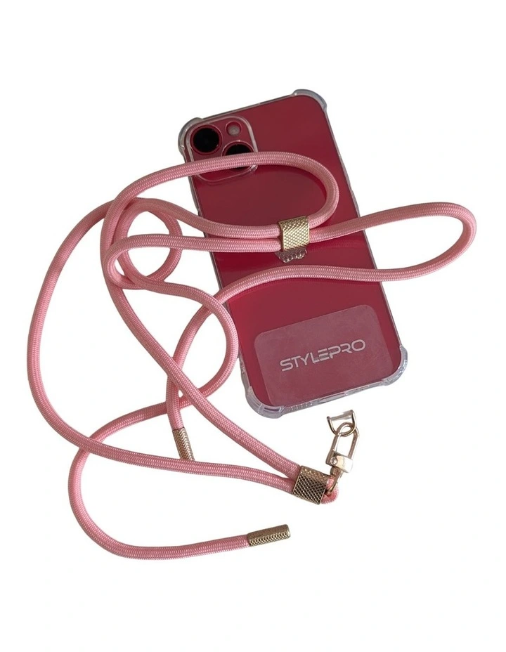 Cross Body Phone Strap in Valencia Pink image 1