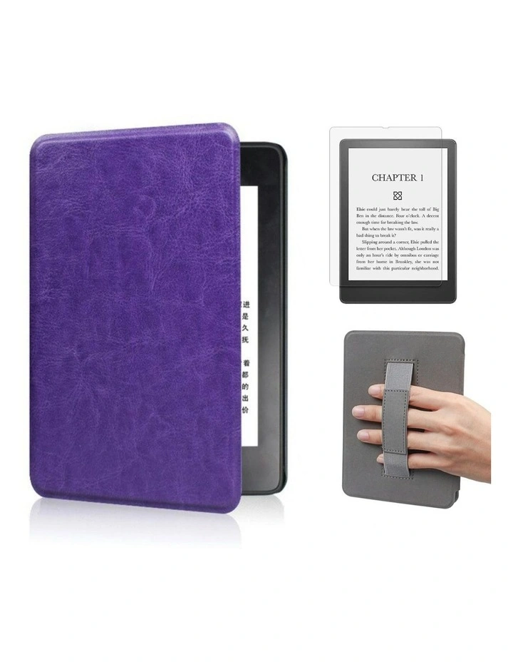 Kindle Combo Paperwhite 6.8 Case With Hand Strap And Screen Protector In Purple image 1