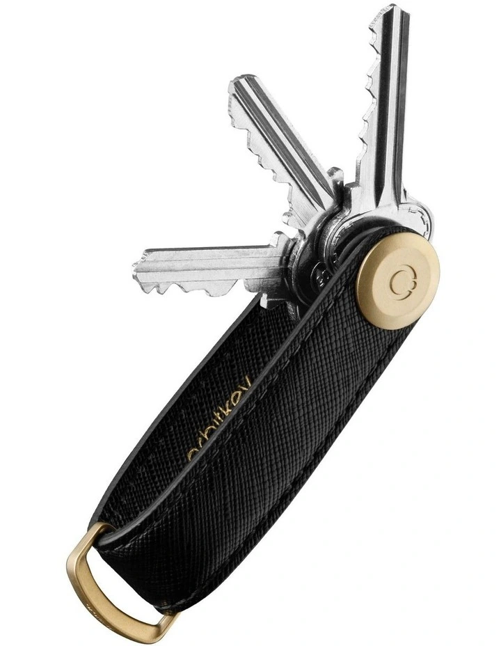 Saffiano Leather Liquorice Key Organiser Pro in Black image 2