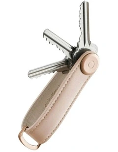 Leather Key Organiser With Stitching in Blush