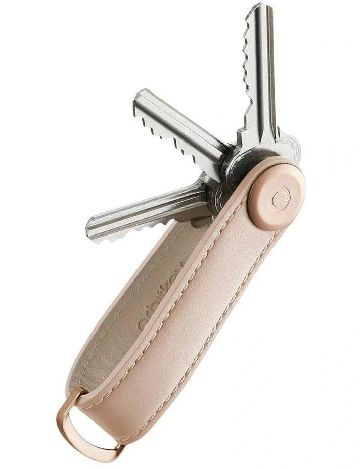 Leather Key Organiser With Stitching in Blush image 1