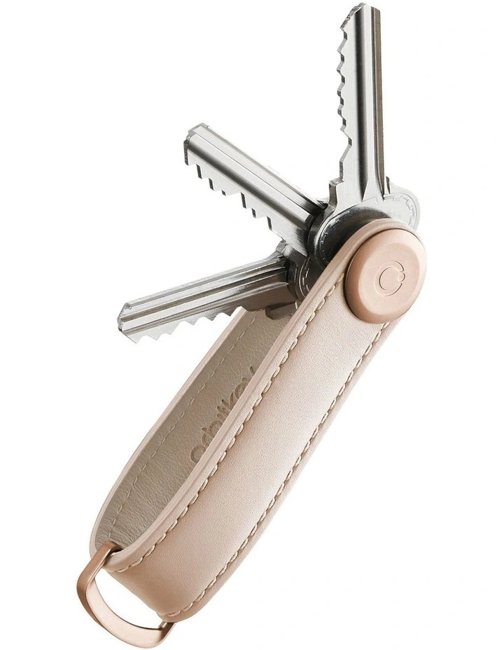 Leather Key Organiser With Stitching in Blush image 4