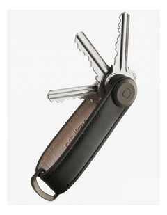 Leather Key Organiser With Stitching in Black