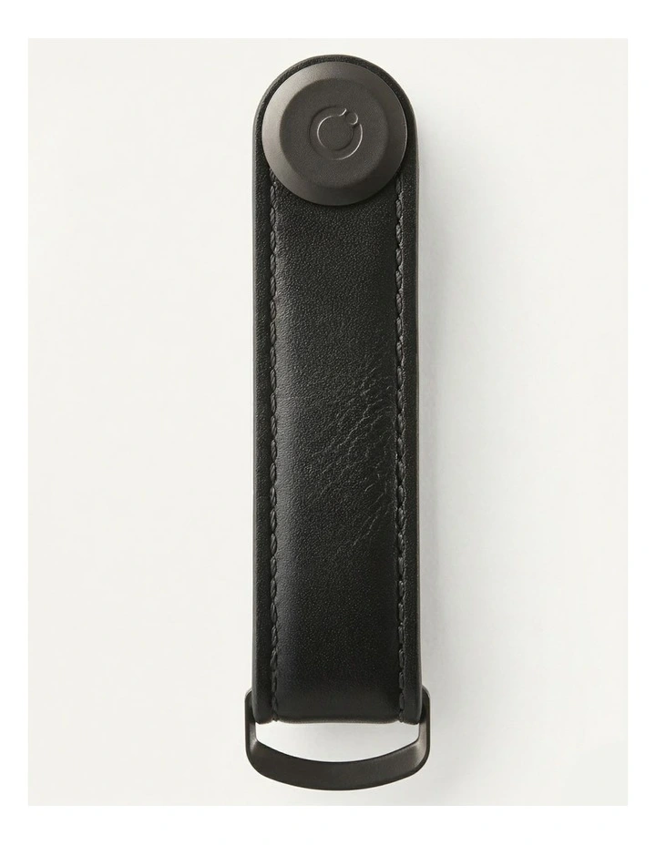 Leather Key Organiser With Stitching in Black image 2