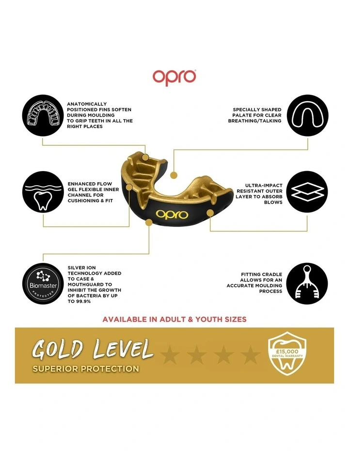 Gen 4 Gold Youth Mouthguard in Black/Gold image 2