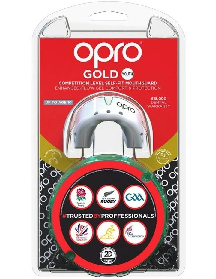 Gen 4 Gold Mouthguard Youth in White/Mint image 3