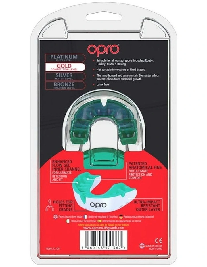 Gen 4 Gold Mouthguard Youth in White/Mint image 5