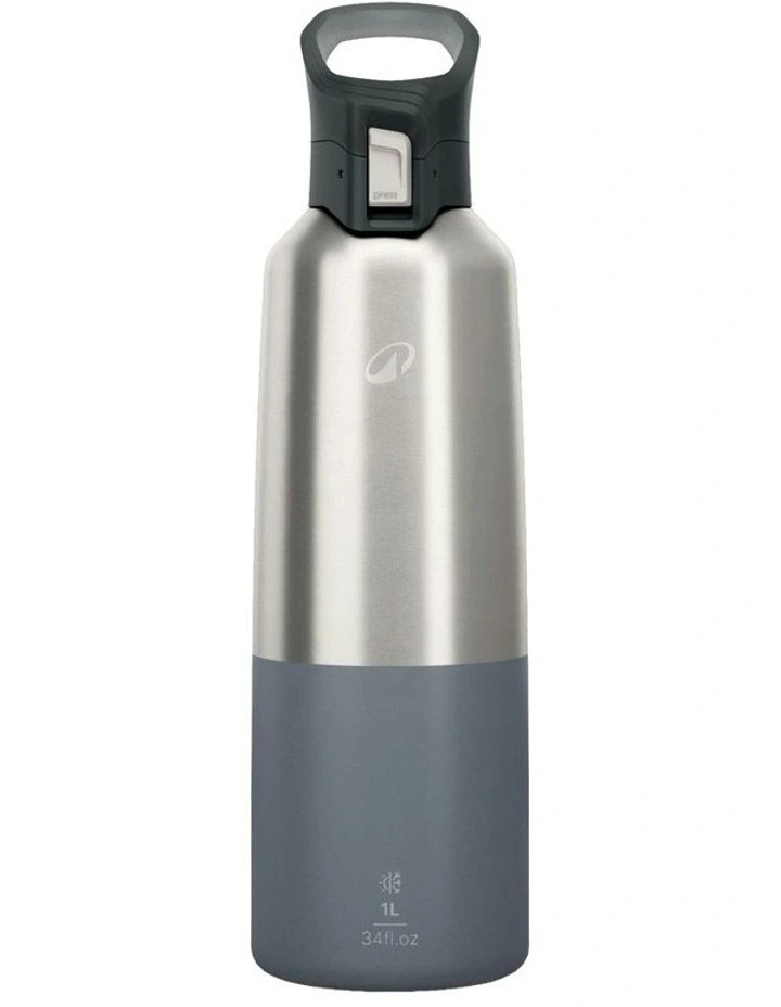 Insulated Stainless Steel Flask 900 With Quick-Release Cap 1L in Grey image 1