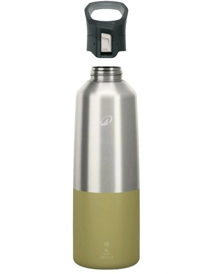 Insulated Stainless Steel Flask 900 With Quick-Release Cap 1L in Khaki image 2