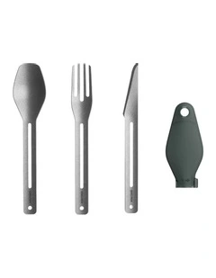 3-Piece Stainless-Steel Cutlery Set Spoon-Fork-Knife Storage Box in Silver