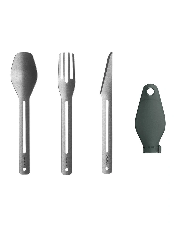 3-Piece Stainless-Steel Cutlery Set Spoon-Fork-Knife Storage Box in Silver image 1