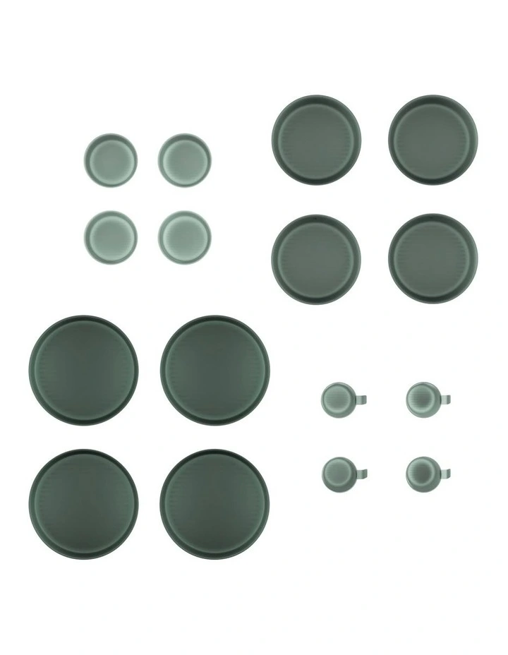 Camping Crockery Set 500 With 8 Plates, 4 Bowls And 4 Glasses in Green image 3