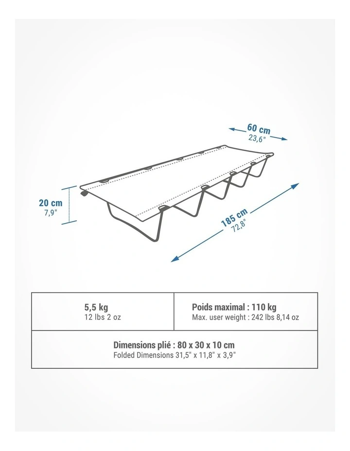 Basic Camping Bed 60cm in Blue image 4