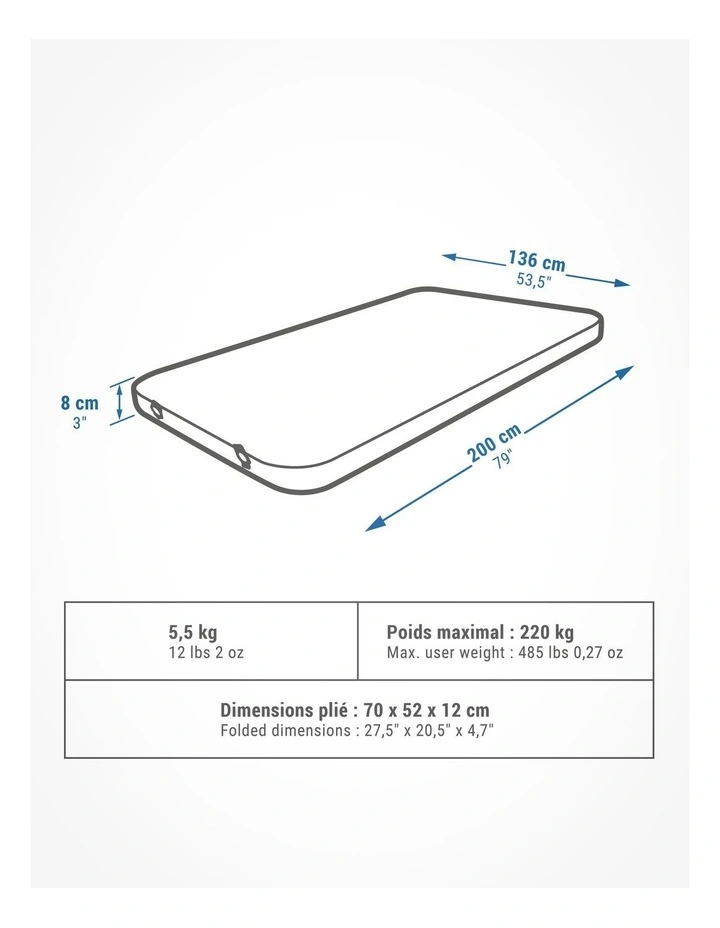 Double Size Self-Inflating Camping Mattress 2 Person in Multi image 6