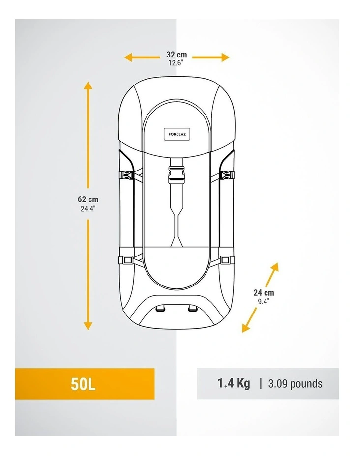 Forclaz 50 Travel Backpack 50L in Black image 6
