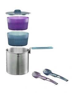 Trekking TREK 500 Stainless Steel Cooking Set 1.6 Litres in Silver