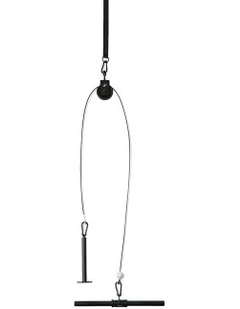 Weight Training Pulley Station with Pull Bar and Disc in Black