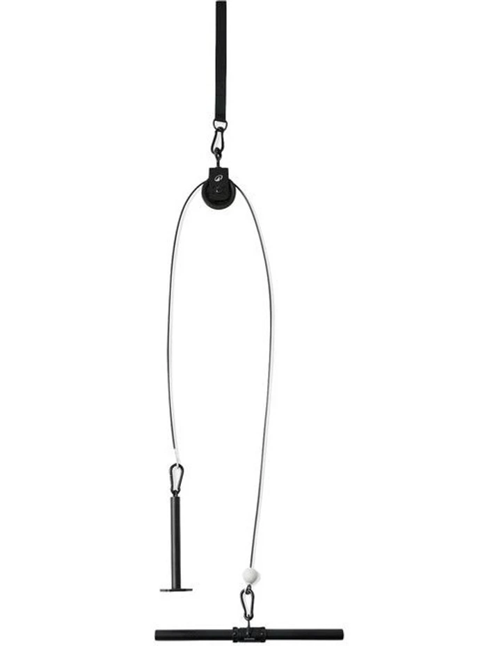 Weight Training Pulley Station with Pull Bar and Disc in Black image 1