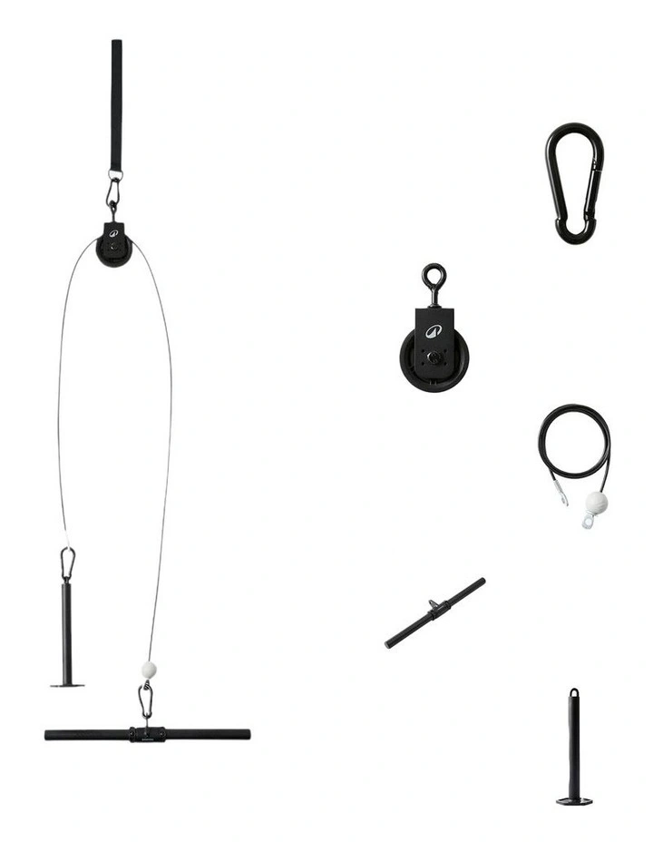 Weight Training Pulley Station with Pull Bar and Disc in Black image 5