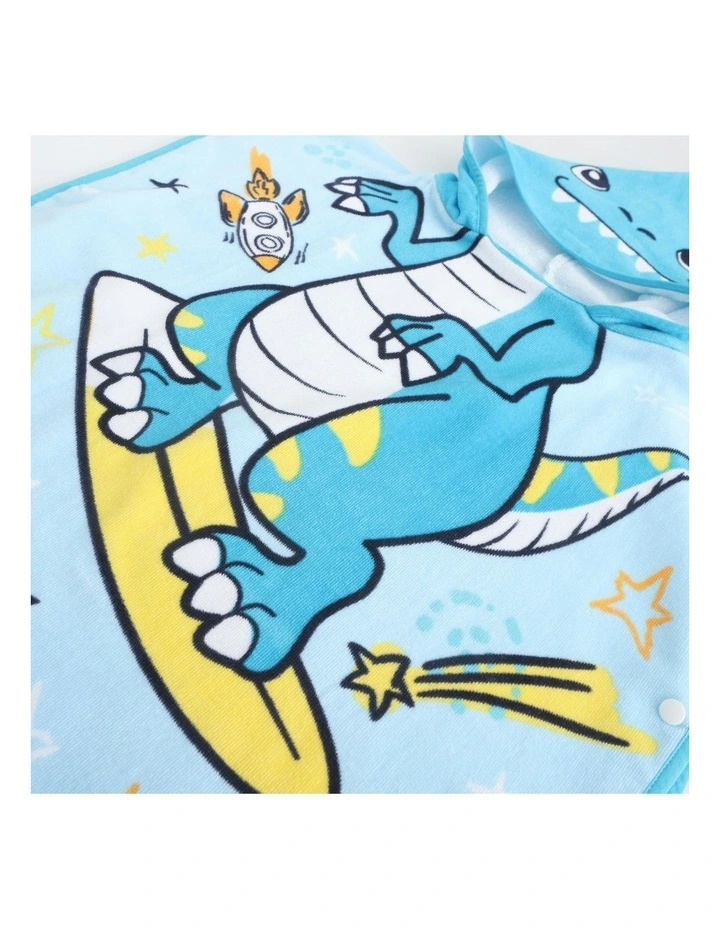 Small Dino Surfing Poncho in Blue image 7
