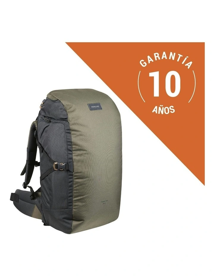 Trekking Travel Backpack 60 Litres 100 in Khaki image 1