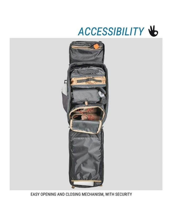 Trekking Travel Backpack 60 Litres 100 in Khaki image 2