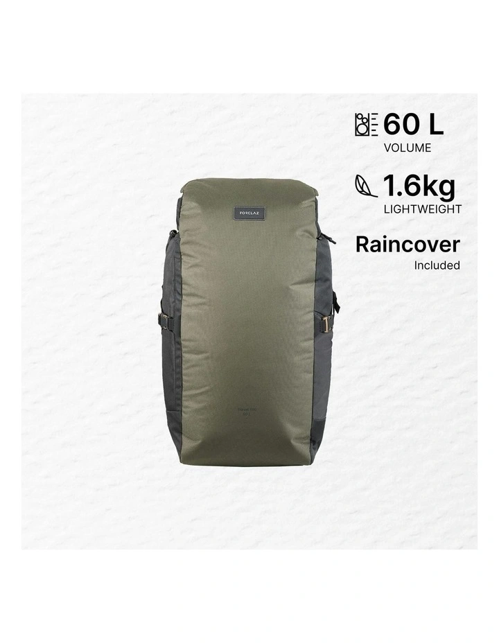Trekking Travel Backpack 60 Litres 100 in Khaki image 4