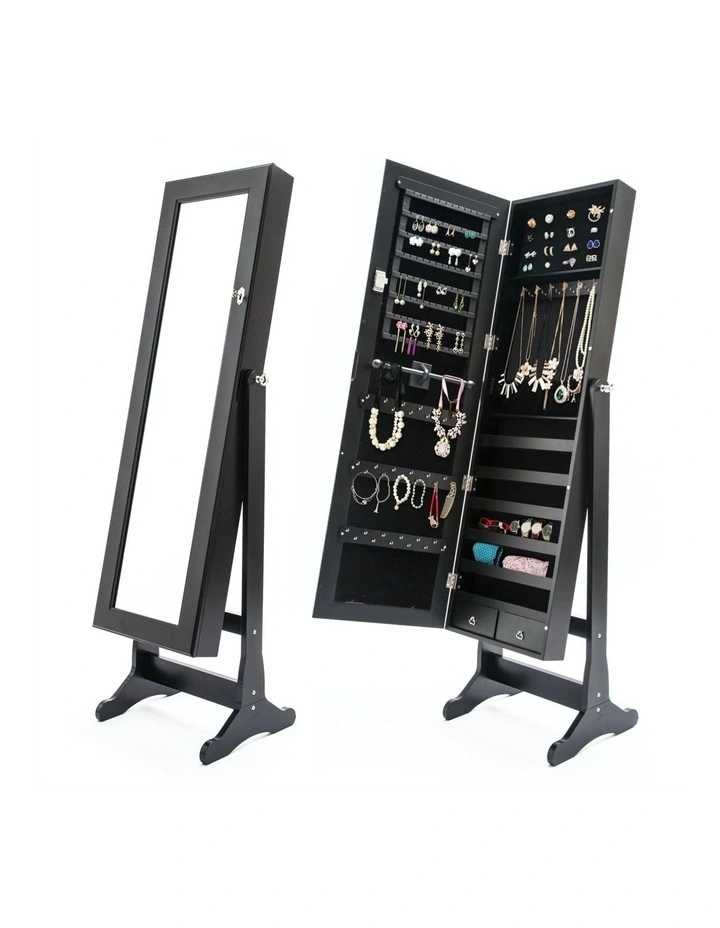 Lowe 2 Drawers Mirror Jewelry Cabinet 146cm in Black image 1