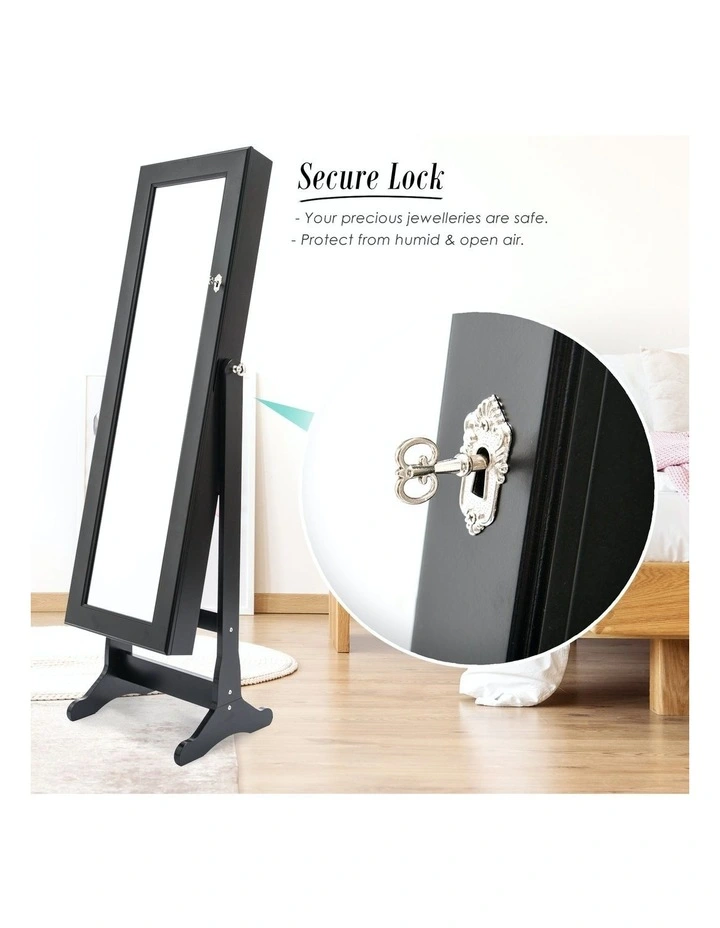 Lowe 2 Drawers Mirror Jewelry Cabinet 146cm in Black image 5