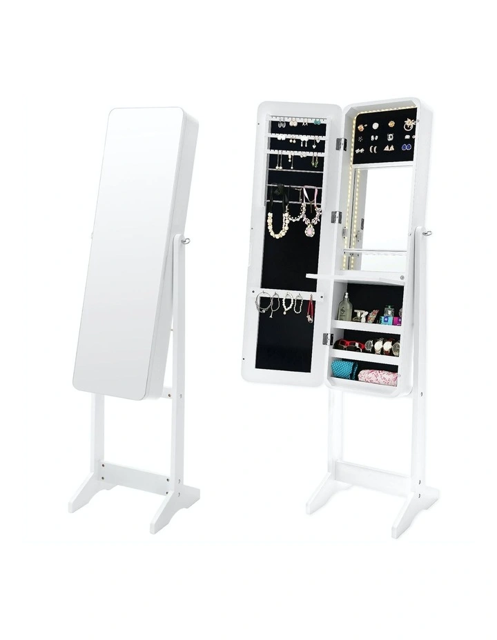 Flashy Mirror Jewelry Cabinet 146cm in White image 1